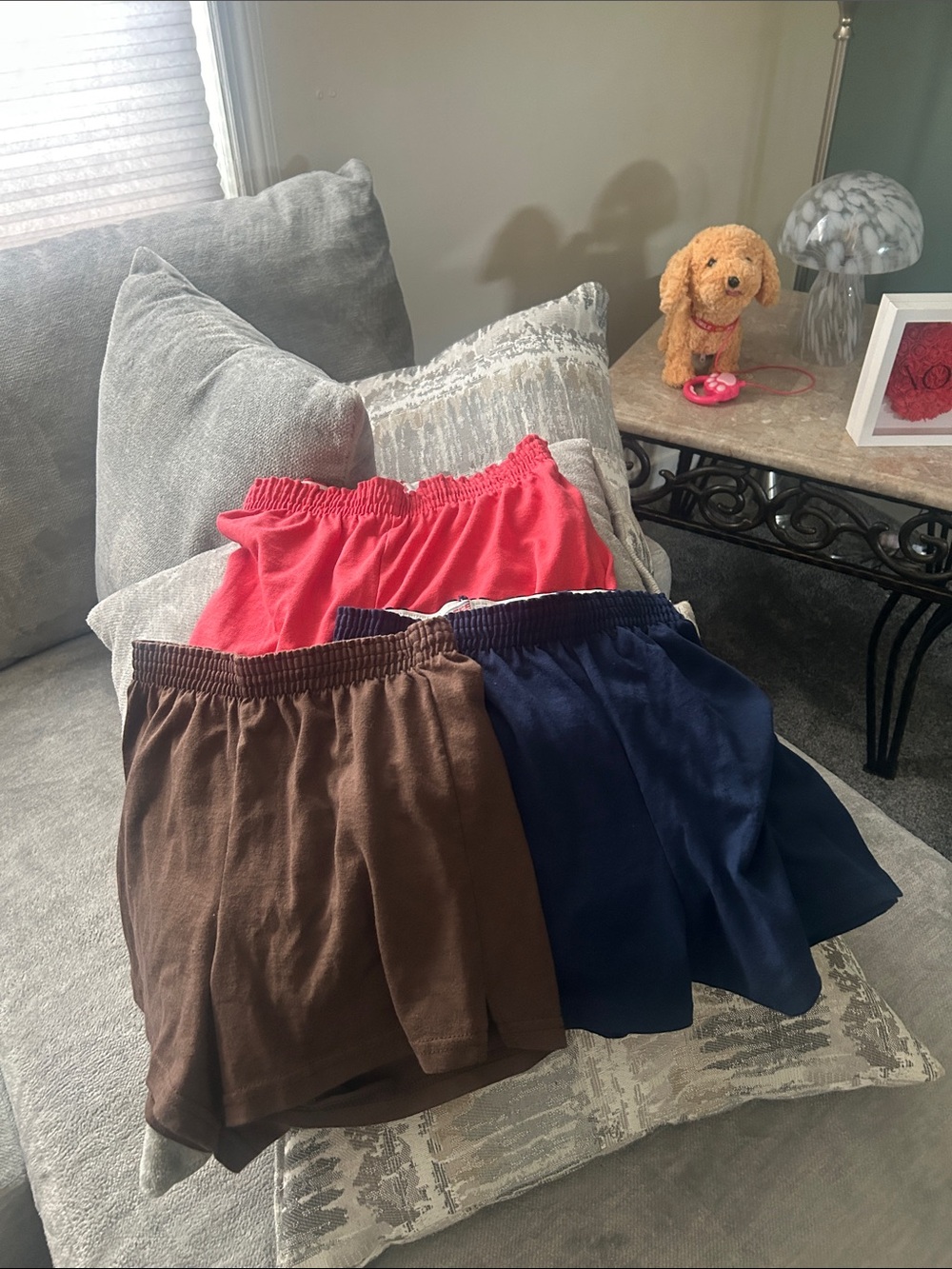 Soffe Kids 3-Pack Elastic Shorts - Coral, Navy & Brown